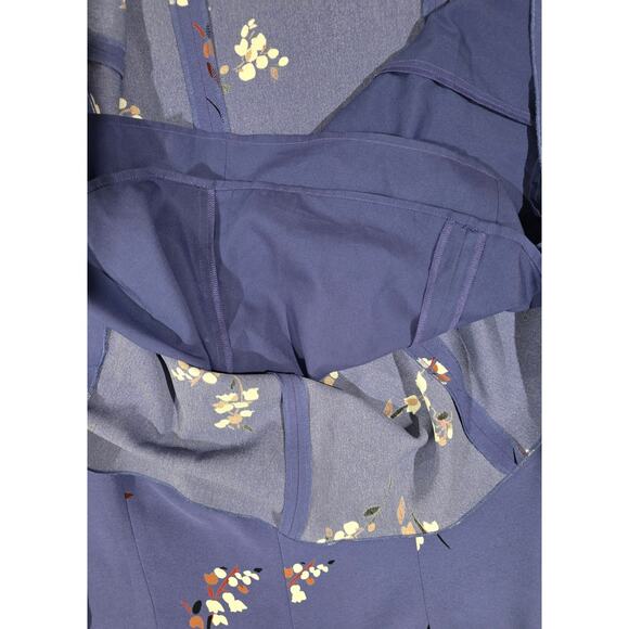 Anne Klein Blue Floral A-Line Dress Women’s Size 14 | Lined Zip-Back Fit & Flare - Picture 7 of 8